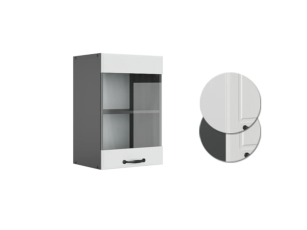 Glazen keukenkast wit landhuis 40x31x60 r-line