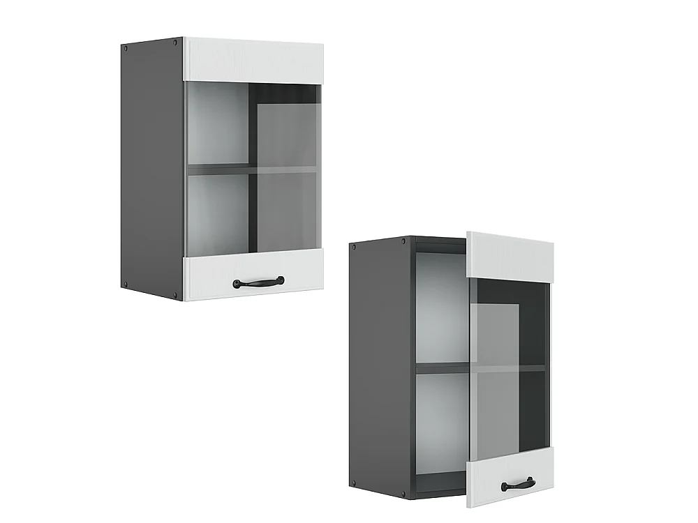 Glazen keukenkast wit landhuis 40x31x60 r-line