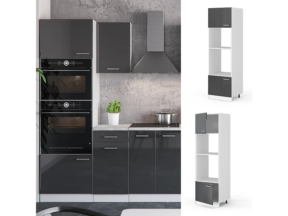 Mikrowellenschrank anthrazit hochglanz 60x57.2x206.8 r-line
