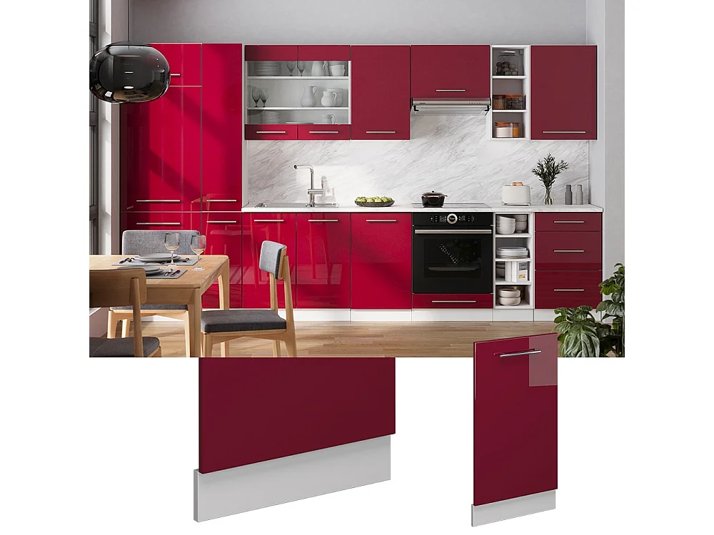 Dishwasher front panel bordeaux high gloss 45x1.6x81.8 fame-line