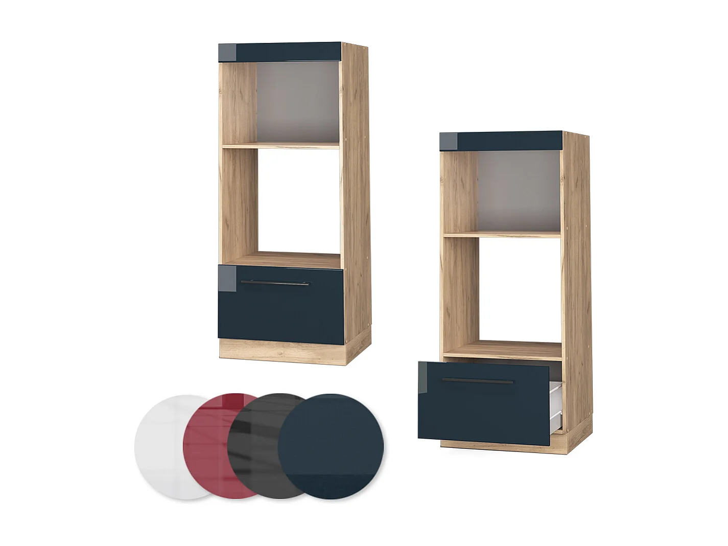 Armoire micro-ondes bleu foncé brillant 60x58.1x153.6 fame-line