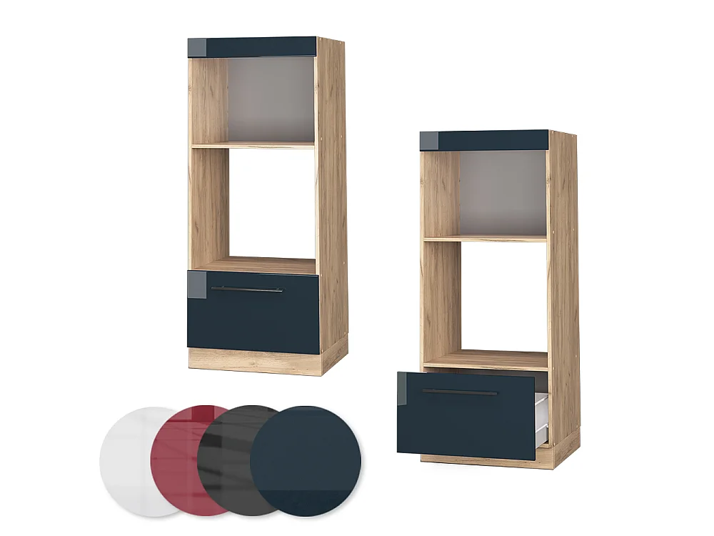 Armoire micro-ondes bleu foncé brillant 60x58.1x153.6 fame-line
