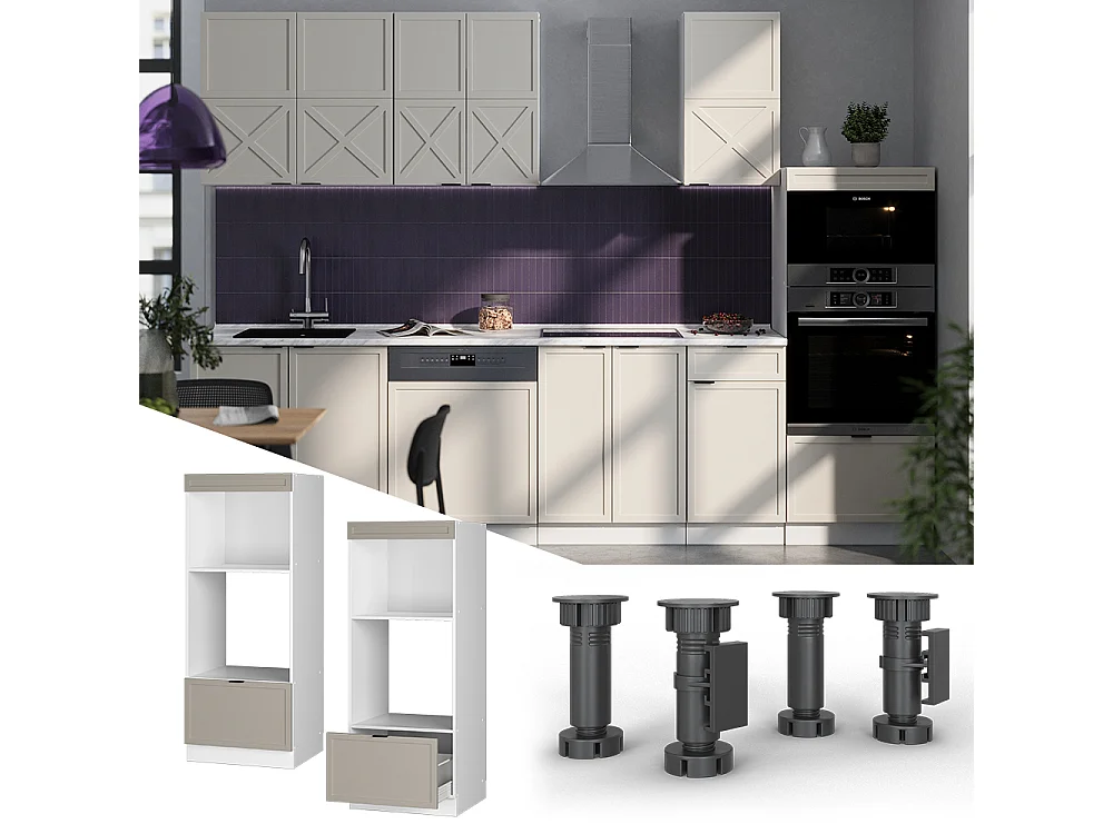 Armoire micro-ondes grisbeige 60x58.1x153.6 fame-line