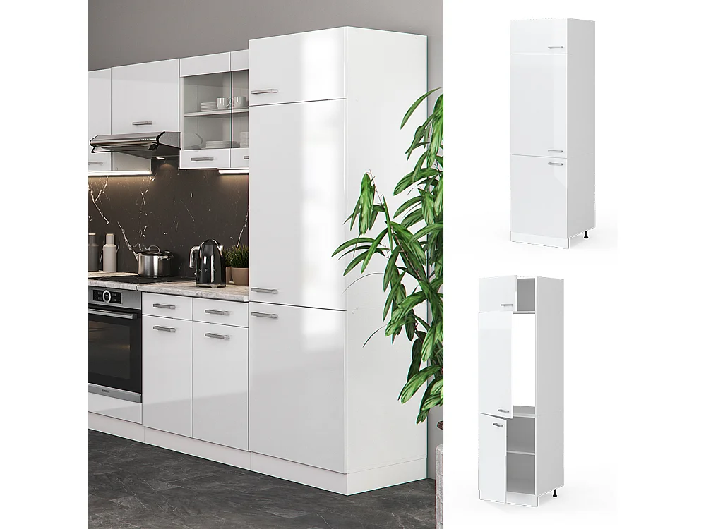 Armario para frigorífico empotrado blanco alto brillo 60x57.2x206.8 r-line