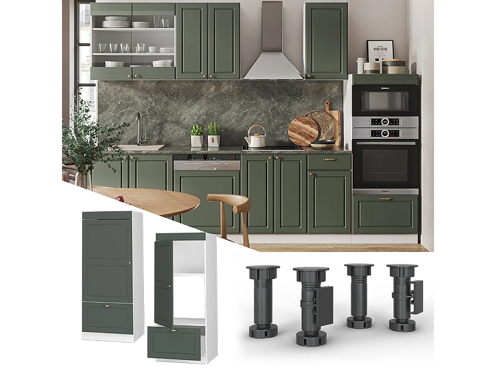 Armario para microondas verde dorado casa de campo 60x58.1x153.6 fame-line