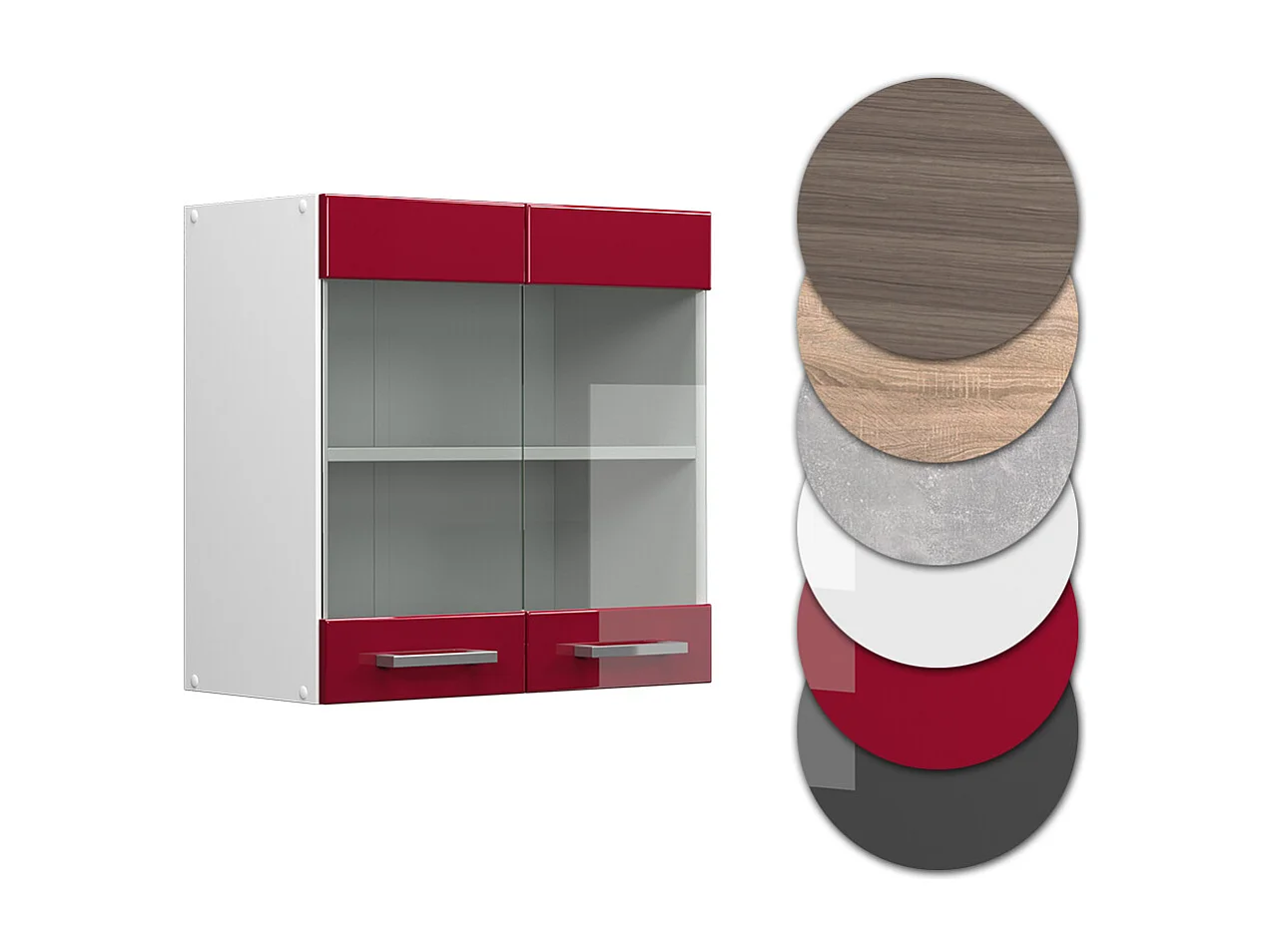 Armario de cocina con vidrio rojo de alto brillo 60x31x60 r-line