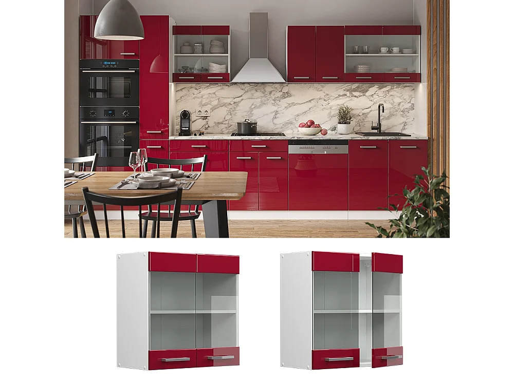 Mobile da cucina in vetro rosso lucido 60x31x60 r-line