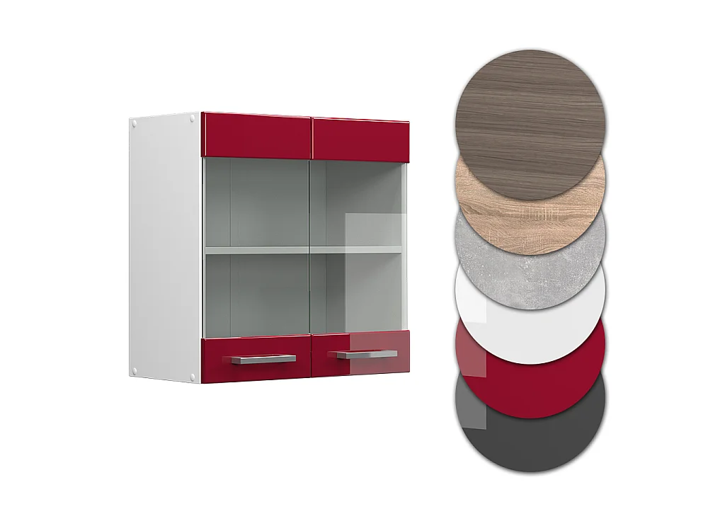 Mobile da cucina in vetro rosso lucido 60x31x60 r-line