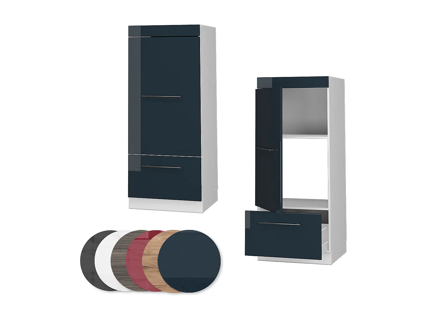 Armoire micro-ondes bleu foncé brillant 60x58.1x153.6 fame-line