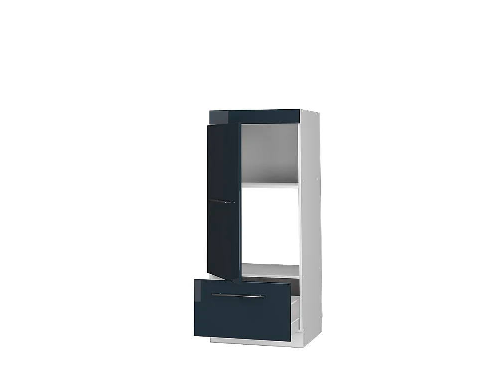 Armoire haute bleu foncé brillant/blanc 60x58.1x153.6 fame-line