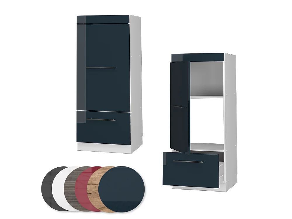 Armoire haute bleu foncé brillant/blanc 60x58.1x153.6 fame-line