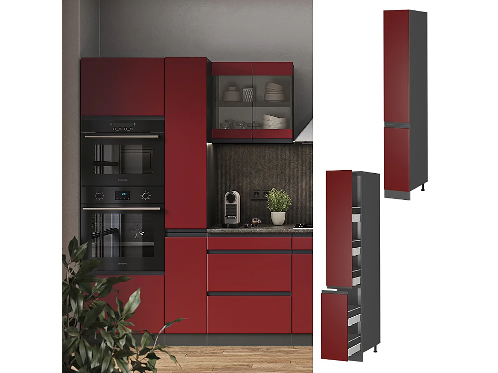 Meuble haute de cuisine rouge 30x57.2x206.8 r-line