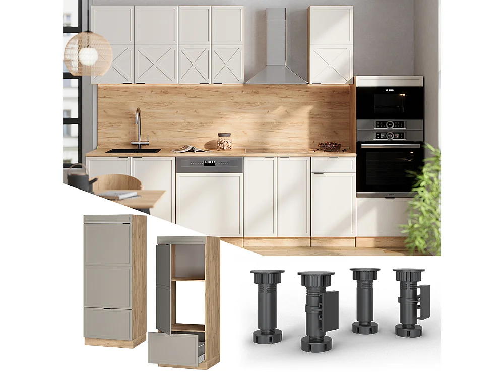 Armoire micro-ondes grisbeige 60x58.1x153.6 fame-line