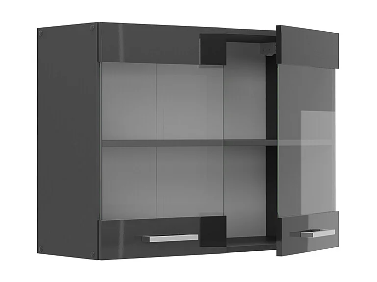 Armario de cocina con vidrio antracita alto brillo 80x31x60 r-line