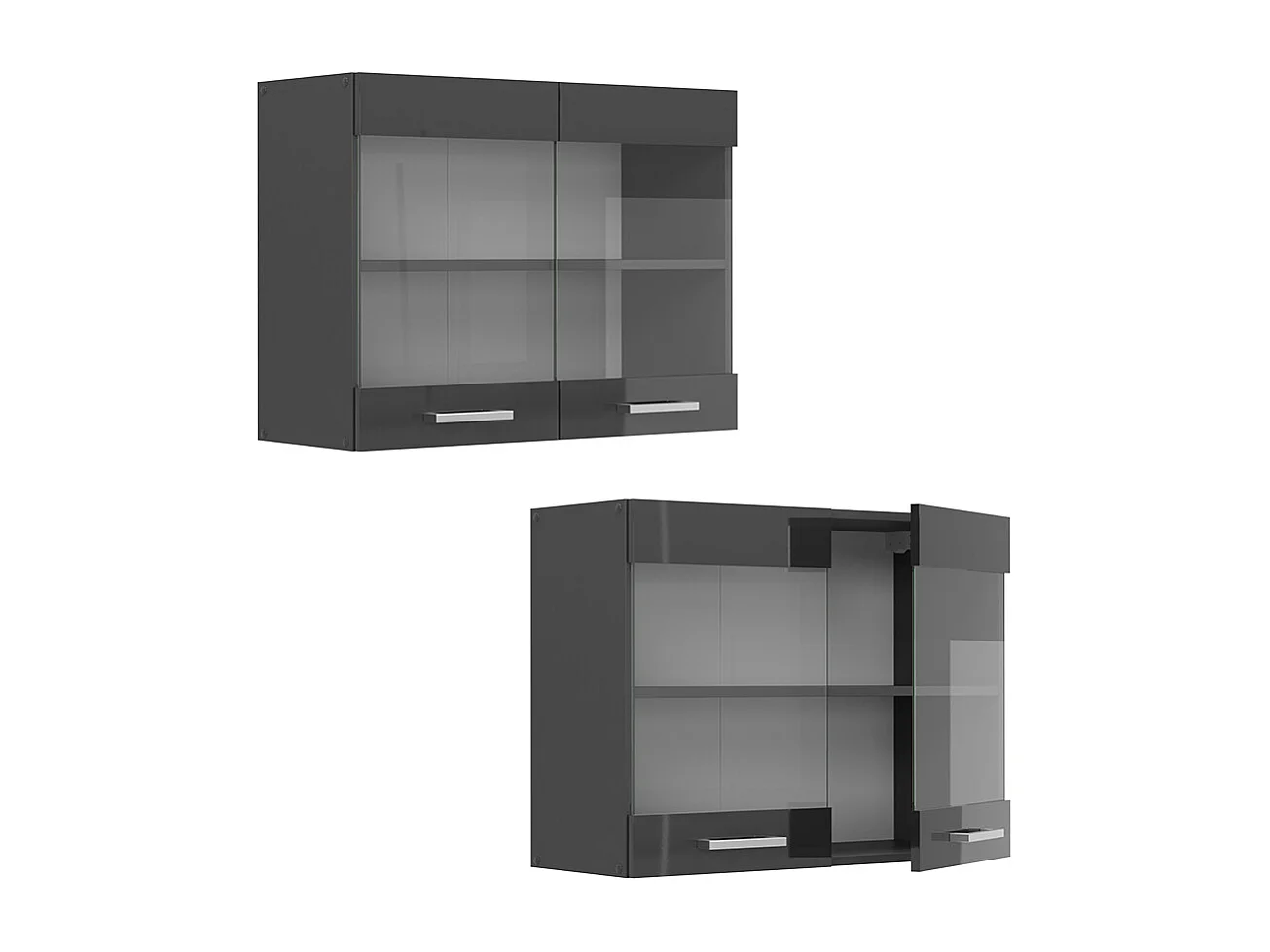 Armario de cocina con vidrio antracita alto brillo 80x31x60 r-line
