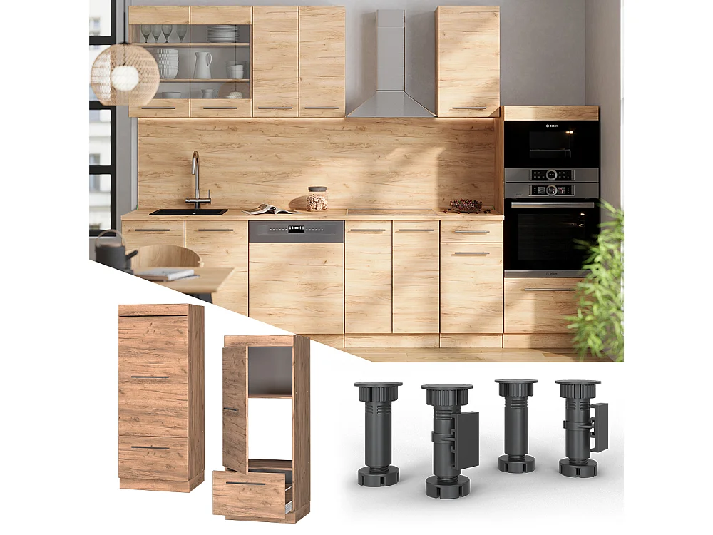 Armoire micro-ondes chêne de force doré 60x58.1x153.6 fame-line