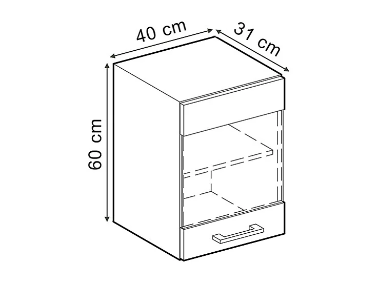 Armario de cocina con vidrio hormigón negro 40x31x60 r-line