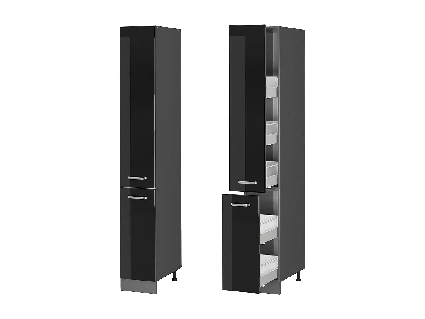 Apothekerschrank schwarz hochglanz 30x57.2x206.8 r-line