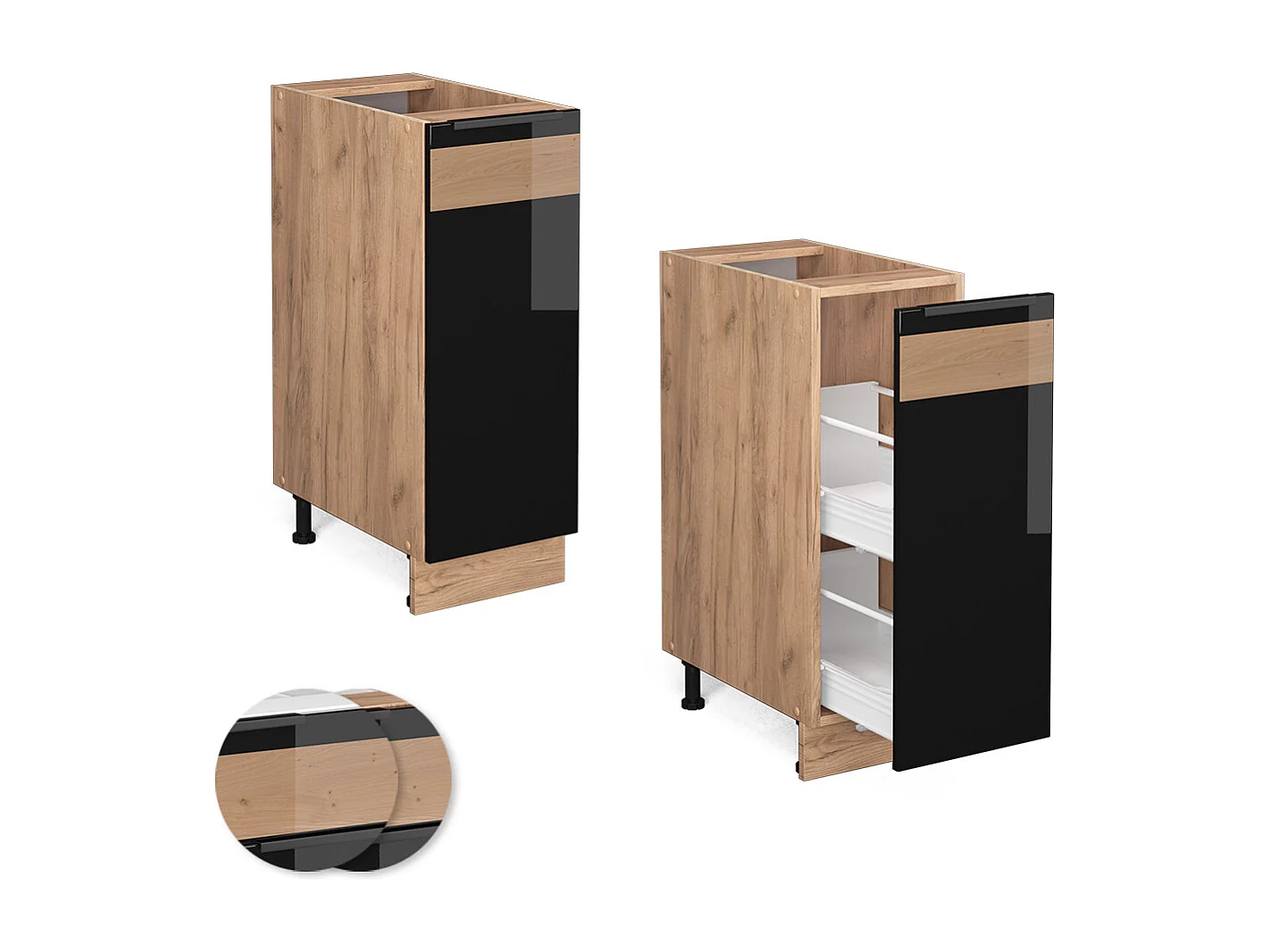 Armario de farmacia roble negro alto brillo 30x51.6x82 fame-line