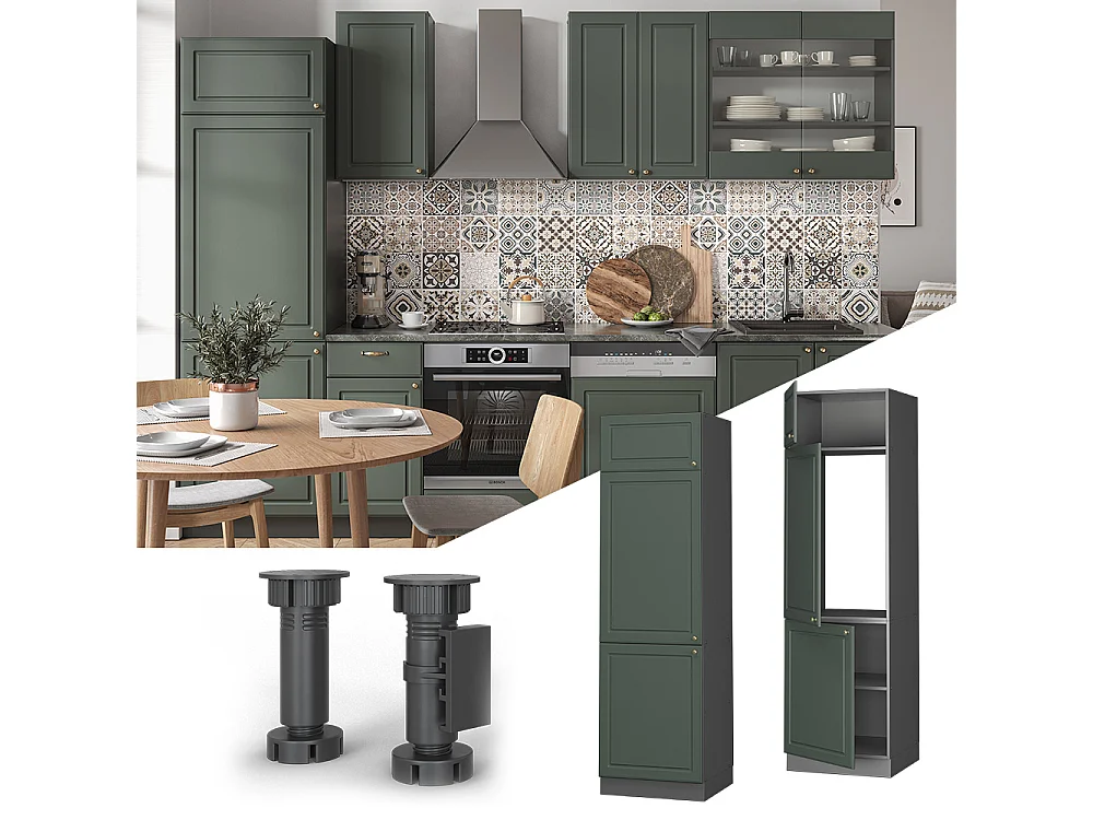 Armario para frigorífico empotrado verde dorado casa de campo 60x58.1x206.8 fame-line