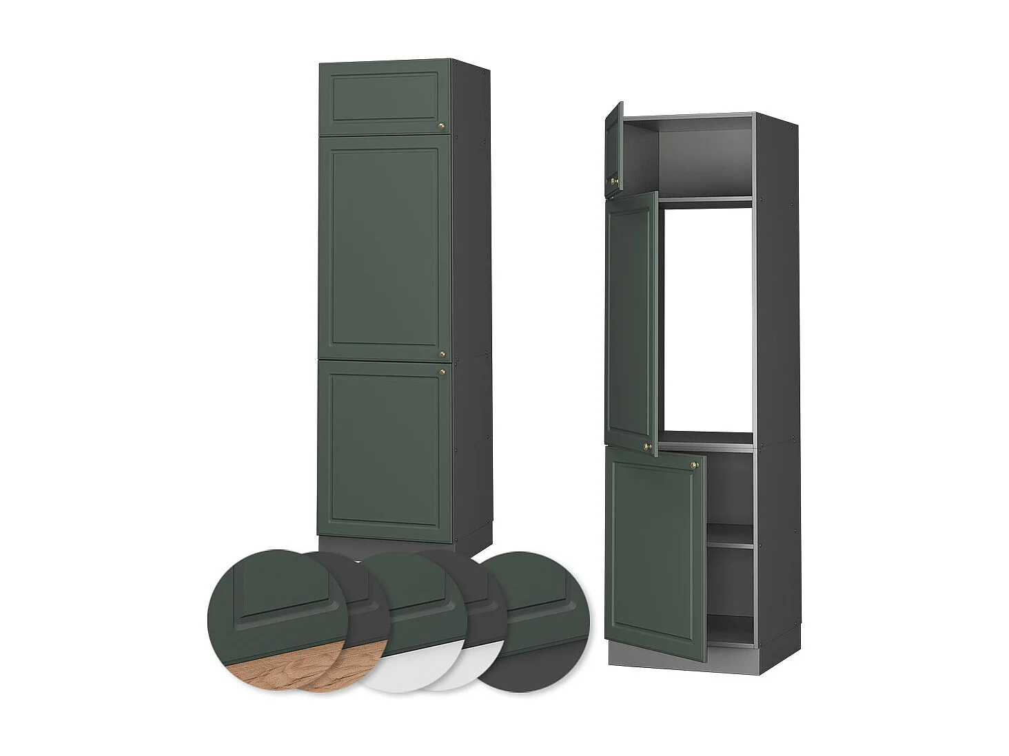 Armario para frigorífico empotrado verde dorado casa de campo 60x58.1x206.8 fame-line