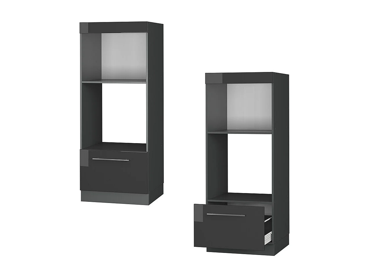 Armoire micro-ondes anthracite haute brillance 60x58.1x153.6 fame-line