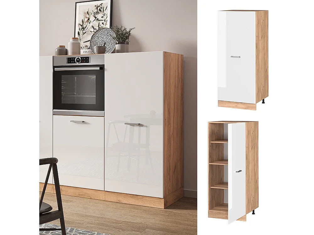 Tall cabinet white high gloss 60x57x143 r-line