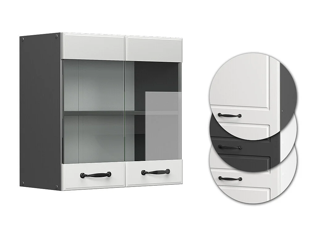 Glazen keukenkast wit landhuis 60x31x60 r-line