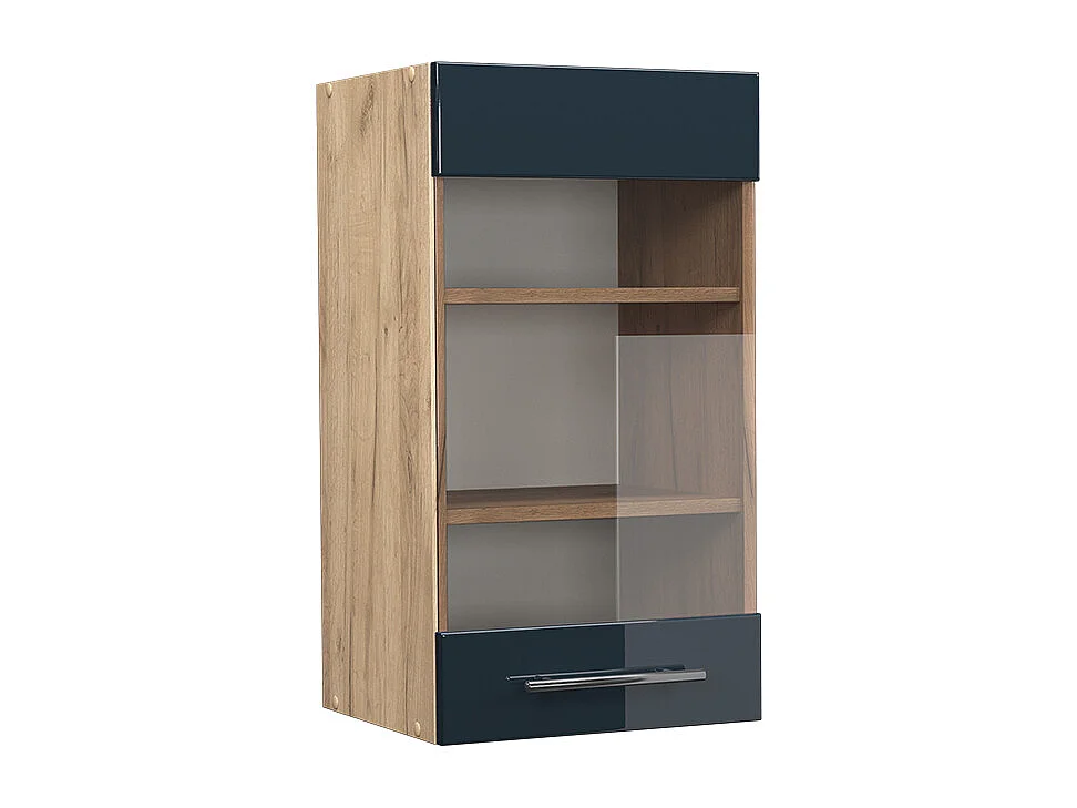 Armario de cocina con vidrio azul oscuro alto brillo 40x34.1x72 fame-line