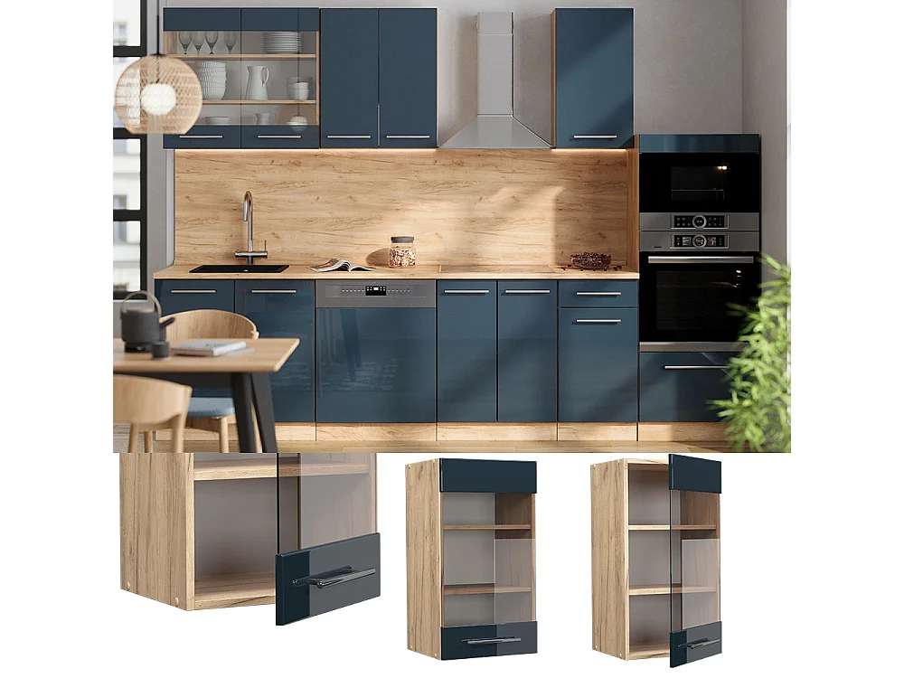 Mobile da cucina in vetro blu scuro lucido 40x34.1x72 fame-line