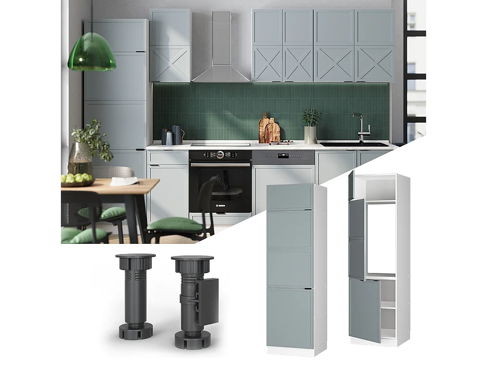 Fridge housing cabinet light blue-grey 60x58.1x206.8 fame-line