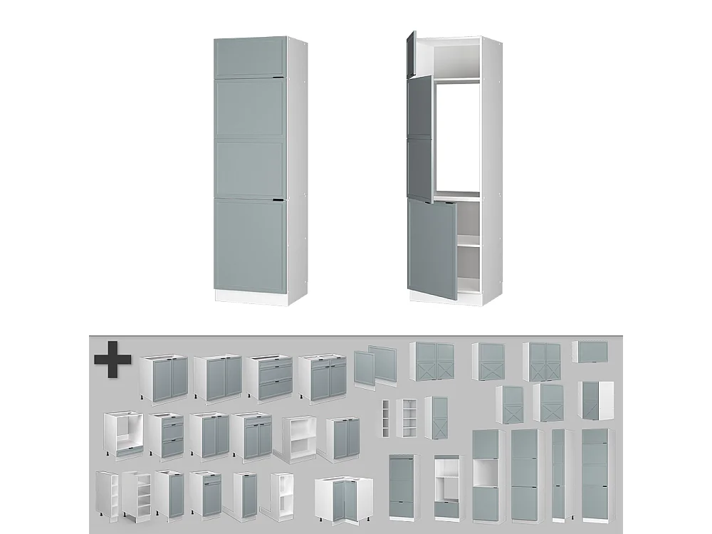 Fridge housing cabinet light blue-grey 60x58.1x206.8 fame-line