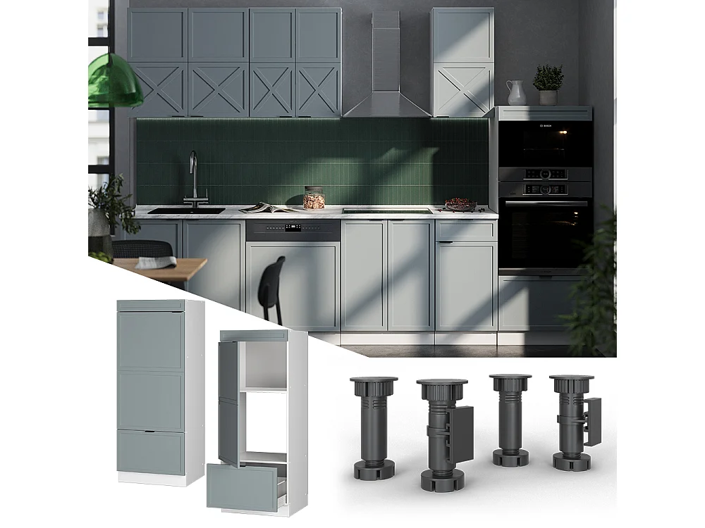 Armoire micro-ondes bleu clair-gris 60x58.1x153.6 fame-line