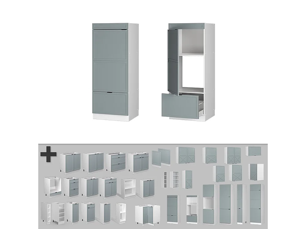 Microwave cabinet light blue-grey 60x58.1x153.6 fame-line