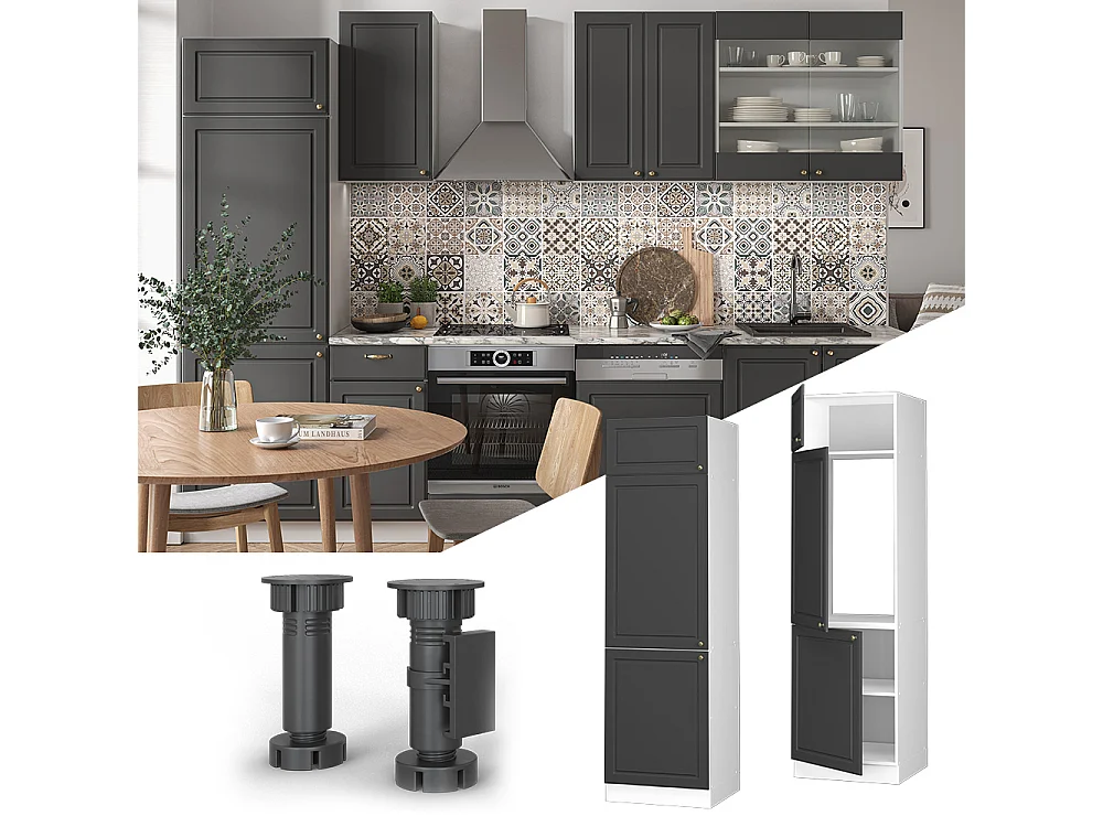 Armario para frigorífico empotrado antracita-oro landhaus 60x58.1x206.8 fame-line