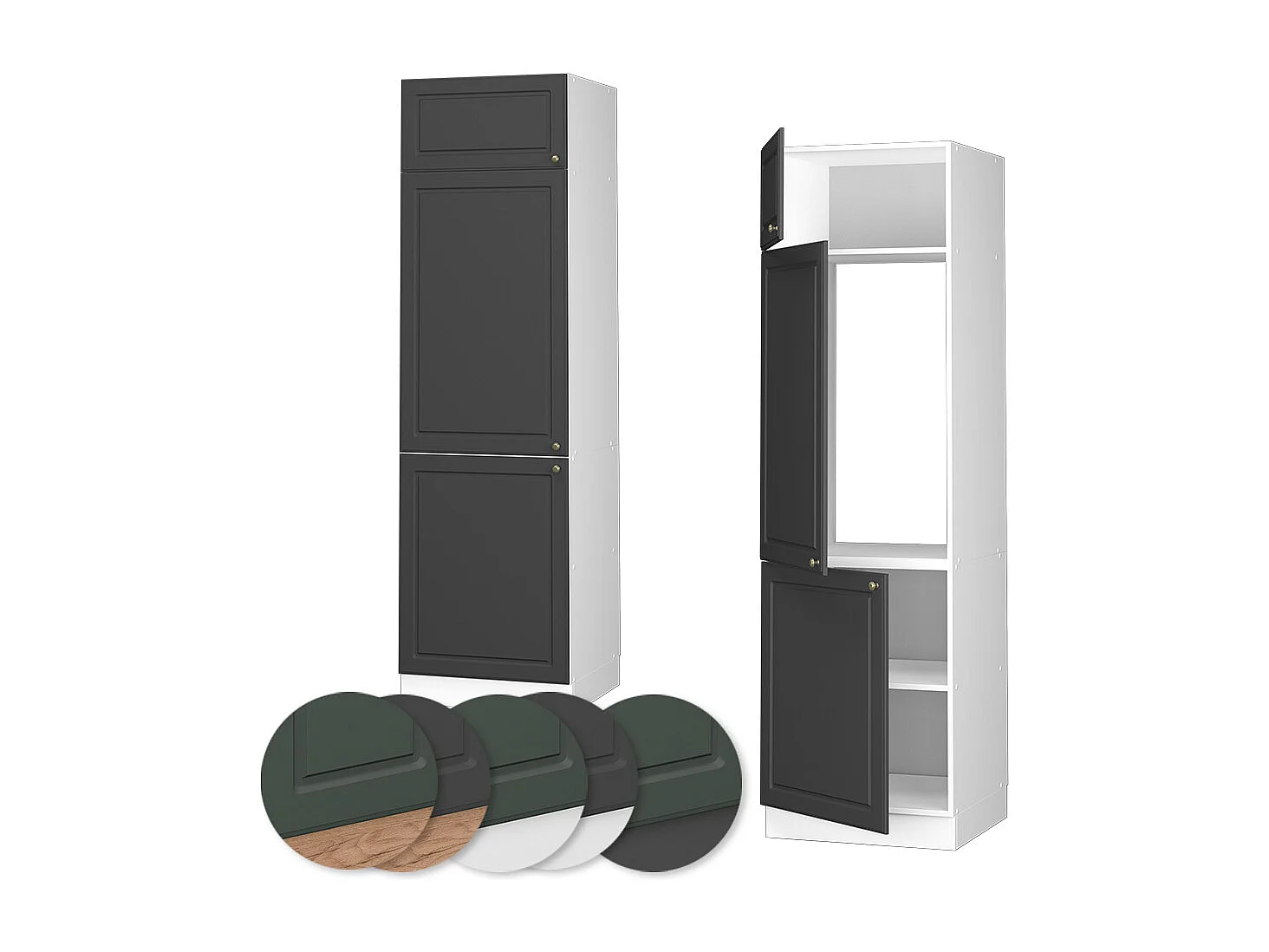 Armario para frigorífico empotrado antracita-oro landhaus 60x58.1x206.8 fame-line