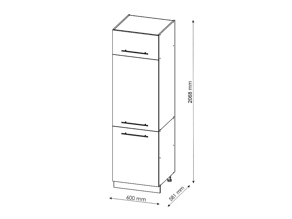 Armoire pour frigo anthrazit-gold landhaus 60x58.1x206.8 fame-line