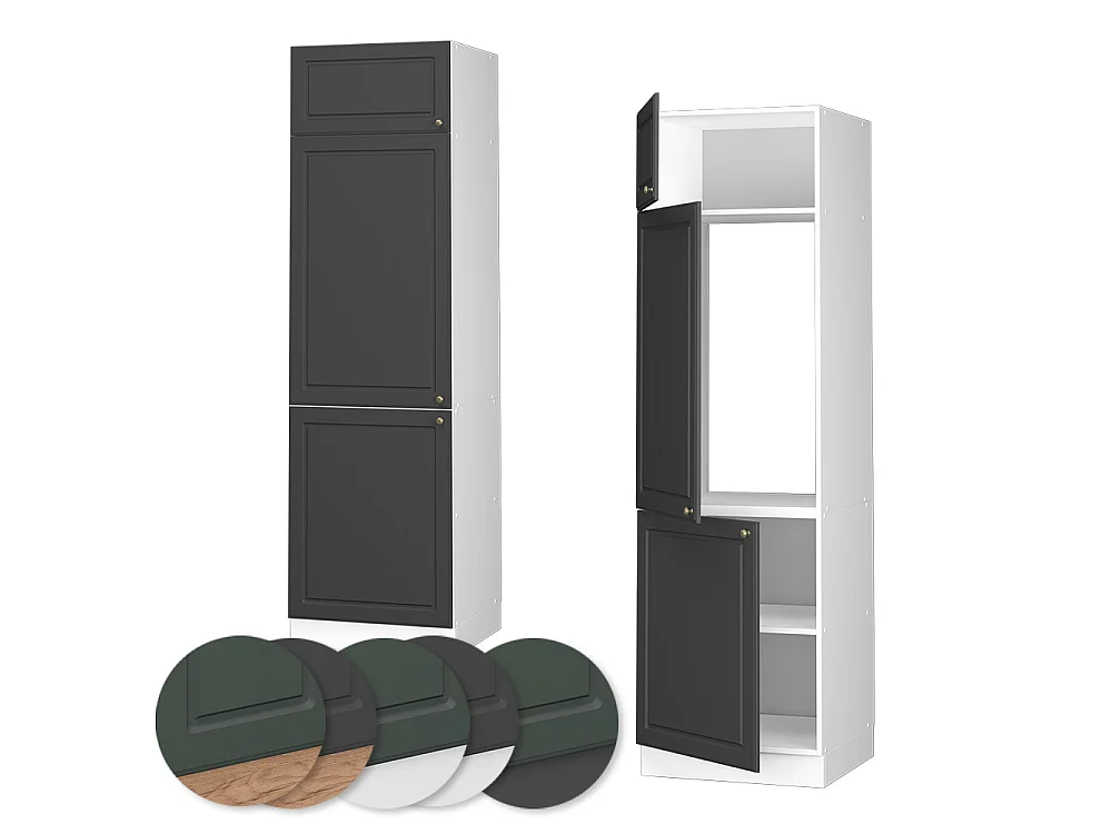 Armoire pour frigo anthrazit-gold landhaus 60x58.1x206.8 fame-line