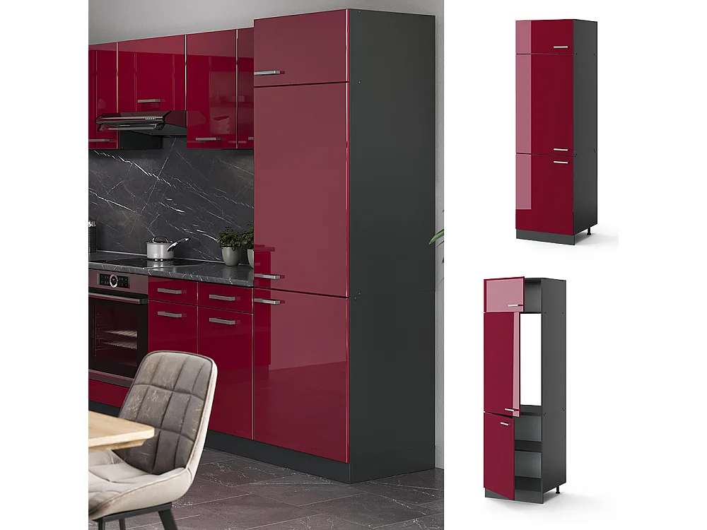 Armoire pour frigo rouge brillant 60x57.2x206.8 r-line