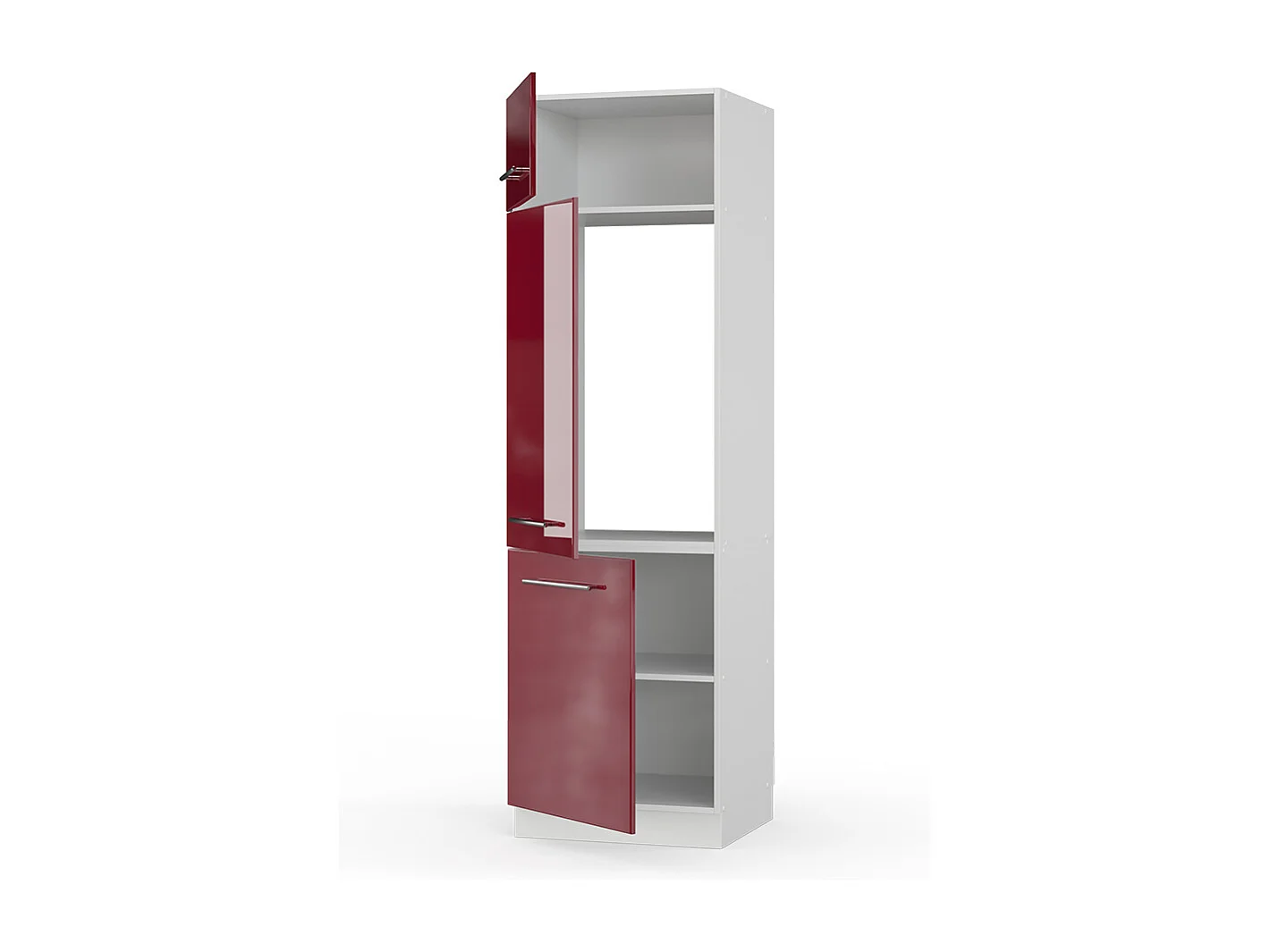 Armoire pour frigo rouge bordeaux haute brillance 60x58.1x206.8 fame-line