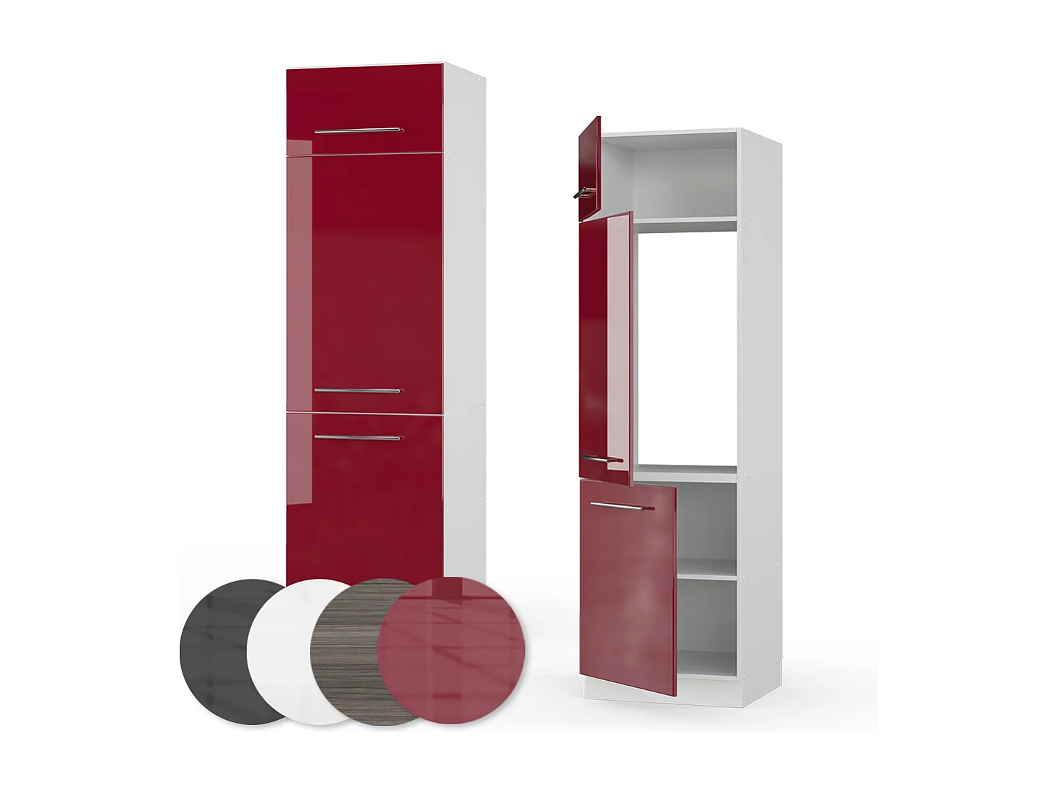 Armoire pour frigo rouge bordeaux haute brillance 60x58.1x206.8 fame-line