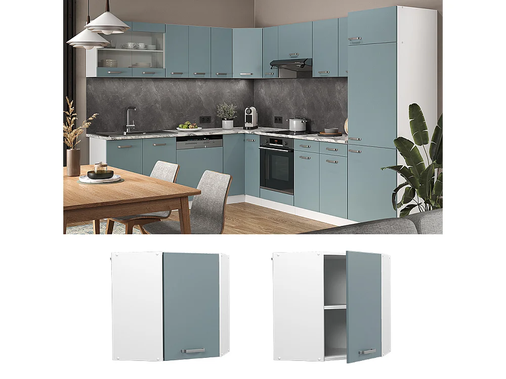 Corner wall cabinet blue-grey 57x34.1x60 r-line