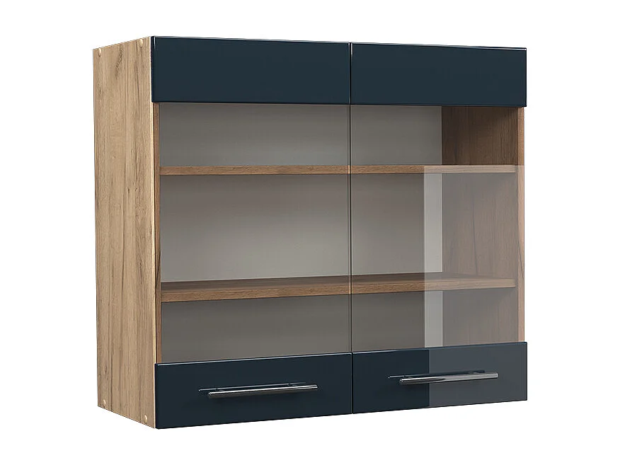 Armoire en verre bleu foncé brillant 80x34.1x72 fame-line