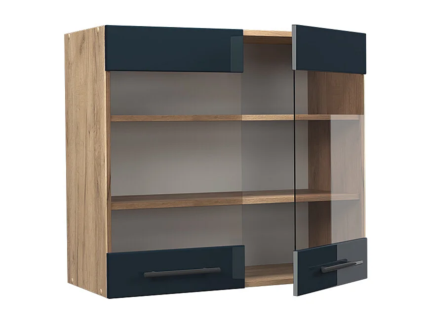 Armoire en verre bleu foncé brillant 80x34.1x72 fame-line