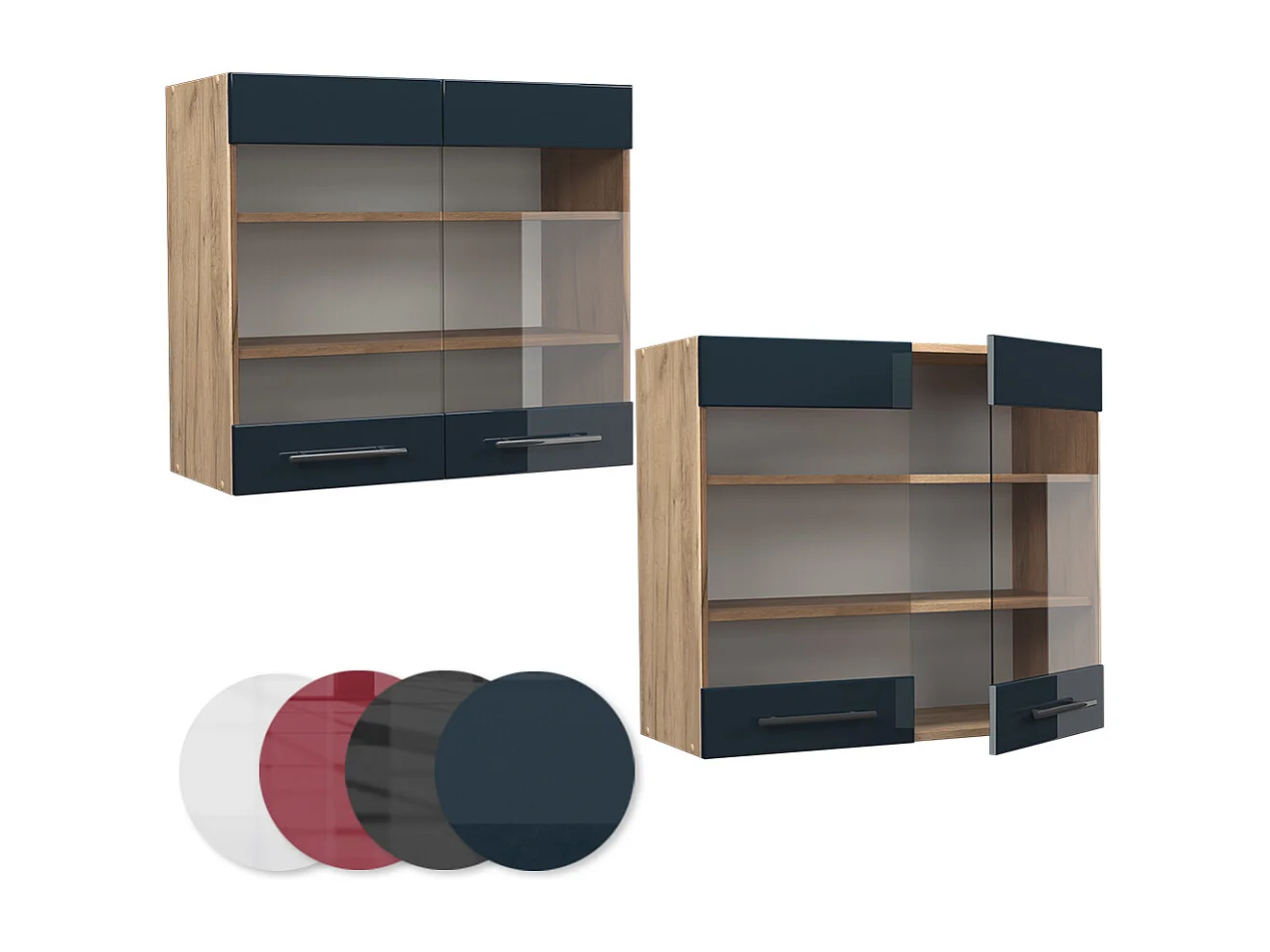 Armoire en verre bleu foncé brillant 80x34.1x72 fame-line