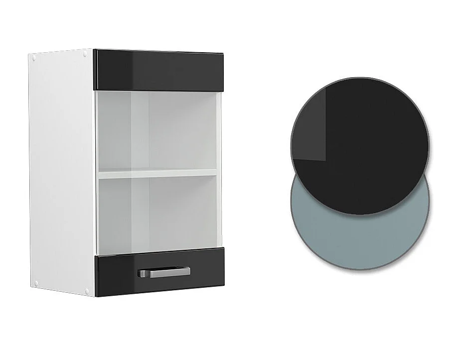 Armoire en verre noir haute brillance 40x31x60 r-line