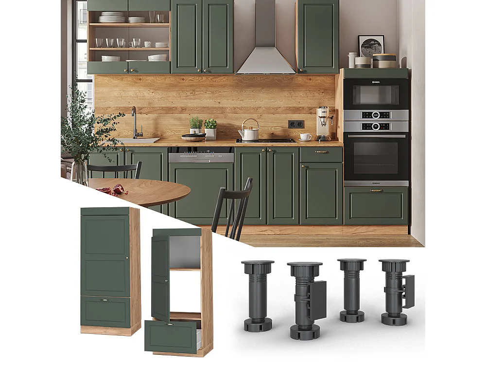 Armoire micro-ondes vert or campagne 60x58.1x153.6 fame-line