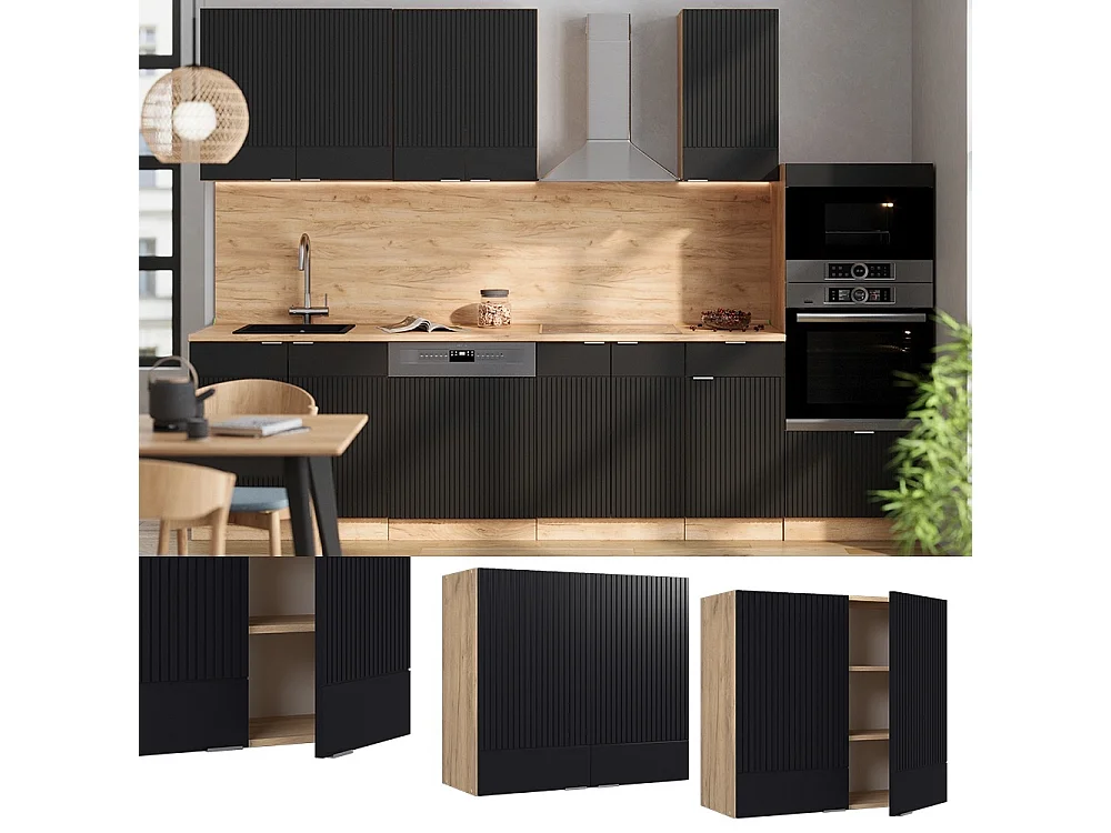 Mobile da cucina in vetro Nero rigato 80x34.1x72 fame-line