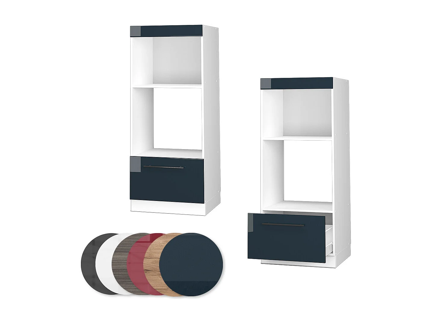 Armoire micro-ondes bleu foncé brillant 60x58.1x153.6 fame-line