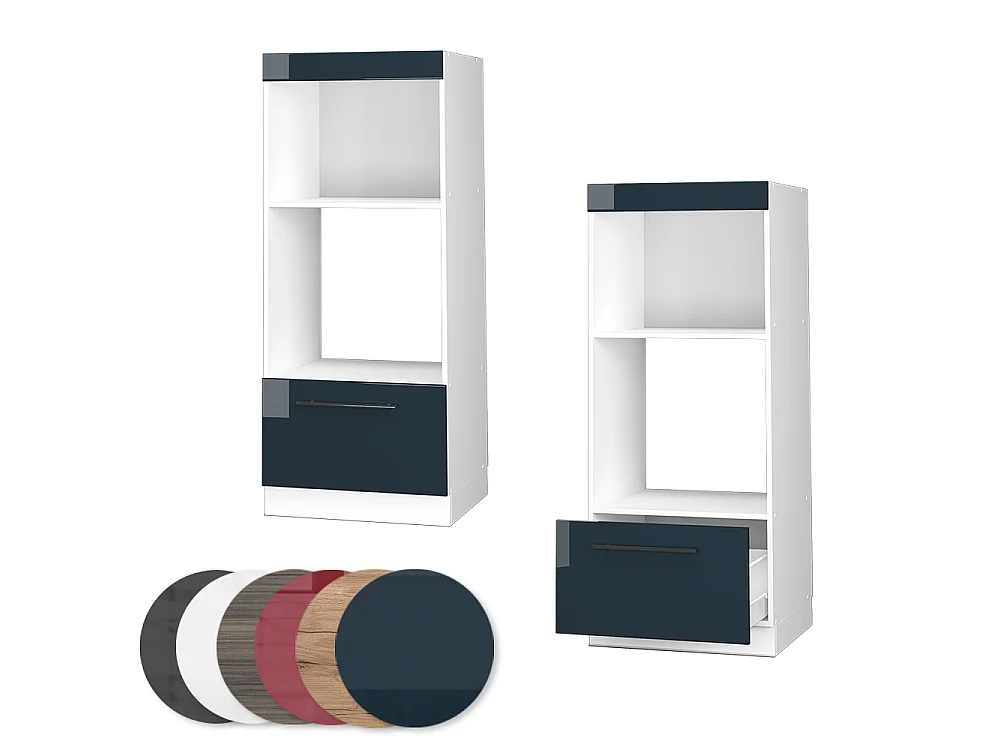 Armoire micro-ondes bleu foncé brillant 60x58.1x153.6 fame-line
